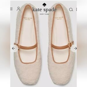 KATE SPADE HALO MARY JANE CURLY SHEARLING MARY JANE FLATS 9M NWB
